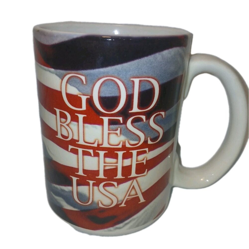 God Bless the USA Vintage Xpres Coffee Mug 2001 USA Flag Patriotic United States